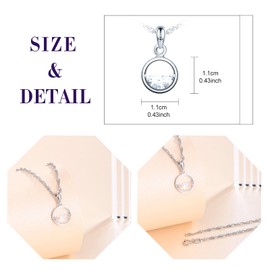 feilok Women's Necklace with Circle Pendant Sea Level Necklace Women's 925 Sterling Silver Necklace for Women Christmas, Cubic Zirconia