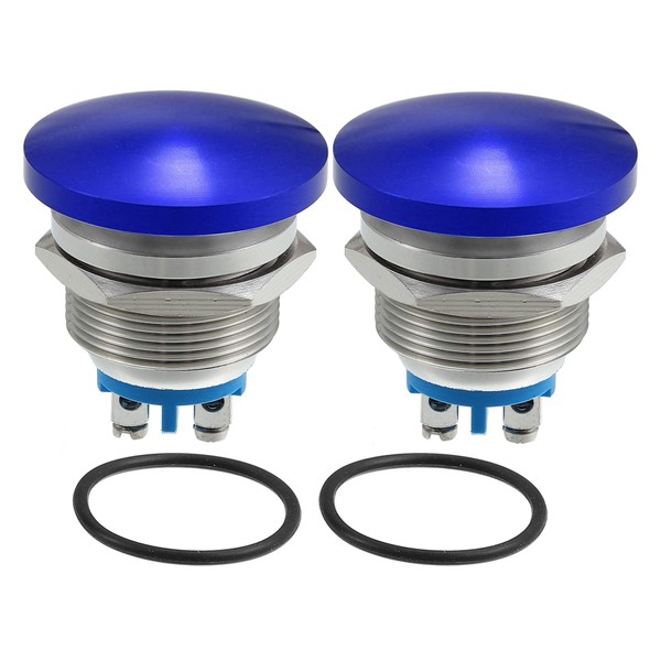 2PCS 22mm Self Reset Push Button Switch Metal Mushroom Head
