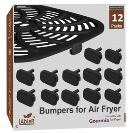Original Air Fryer Rubber Feet for Gourmia Air Fryers, 12-Packs Upgraded Food Grade Air Fryer Silicone Rubber Bumpers, Rubber Tabs, Rubber Tips for Gourmia Air Fryer Tray, High Temperature Resistant