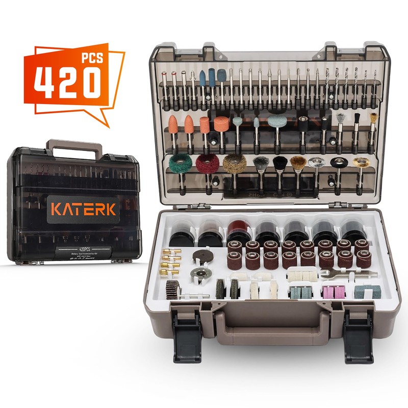 Katerk 420PCS Rotary Tool Accessories Kit Universal Drill Bit Tool