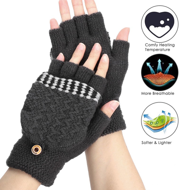 Rechargeable Heated Gloves USB Warm Laptop Glove Full Half Finger