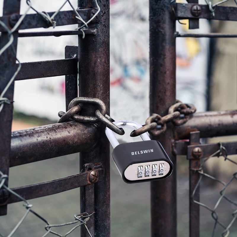 DELSWIN Combination Lock Outdoor Padlock - Weatherproof Extended 2-1/2 in.
