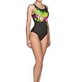 Arena Damen Badeanzug Cyklon, Black/Soft grren, 36