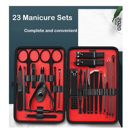 VOANZO Nail Clippers Set Stainless Steel - 23 Pieces Manicure Set Professional Beauty Tools Kit Hook Tweezers Manicure Nail Cutter Care Kit Portable Manicure Nail Clipper Tool Set