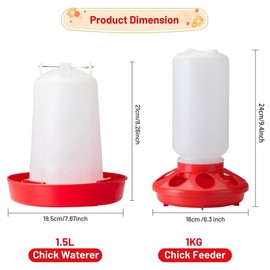 AIMALL Chick Feeder 1KG and Waterer 1.5L with Legs – Durable Plastic Poultry Feeding & Drinking Set for Chicks, Ducklings, and Small Birds 9.4in & 8.26in Tall