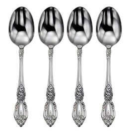 Oneida Wordsworth Everyday Flatware Teaspoons 18/0 Stainless Steel, Set of 4, Silver