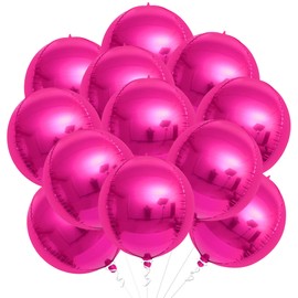 KatchOn, Big Hot Pink Balloons - 22 Inch, Pack 12 | Hot Pink Mylar Balloons, Hot Pink Party Decorations | Hot Pink Foil Balloons, Pink Party Decor | 4D Pink Balloons, Hot Pink Birthday Decorations