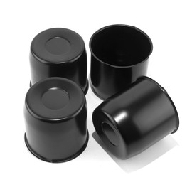 Rheedal 4Pcs 4.25inch Stainless Trailer Wheel Center Caps Push Through 4.25" Bore 4.11" Tall Hub Cap for Truck SUV RV Wheel Rim, Matt Black Wheel Cover