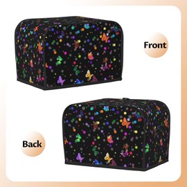 Starry Butterfly Toaster Cover with Pockets, Polyester Fabric Quilted Two Slice Toaster Appliance Dust-proof for Kitchen Small Microwave Oven Appliance Dust and Fingerprint Protection Women Gift