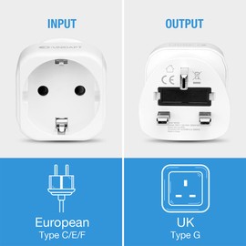UK Adapter Plug Type G, Unidapt Germany EU to England Travel Adapter - Socket Travel Plug Socket Adapter for Ireland Dubai Maldives Kenya Great Britain Travel - 2 Pieces