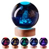 3D Large Owl Crystal Ball Night Light with Wooden Base,