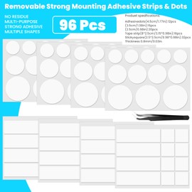 Yolev Double Sided Tape 96pcs Double Sided Tape for Walls Removable Mounting Dots Adhesive Strips Picture Hanging Strips Multipurpose Tape for Poster Art Craft Double Sided Sticky Dots (2 Size)