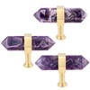 Amogeeli 2pcs Faceted Amethyst Crystal Cabinet Knobs with Screws, T