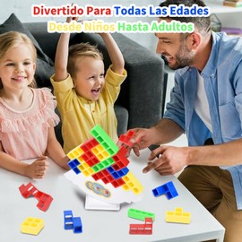 Kokila Juguetes de Apilamiento de Equilibrio, Bloque de Construcción de 64 Piezas, Juguetes Preescolar de Descompresión, Juego Apilable de Torre Tetra para Adultos, Niños, Juegos Familiares, Fiestas