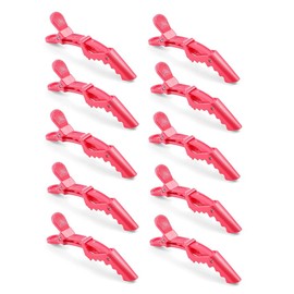 Juego de 10 clips de cocodrilo multicolor de plástico transparente para peluquería, pasadores profesionales antideslizantes de cocodrilo, accesorios de salón (10 unidades, rojo sandía)