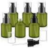 6 Pcs Frosted Green Glass Pump Bottle Empty Lotion Foundation