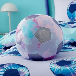 Catherine Lansfield Kids Tie Dye Football Shaped Cushion Lilac