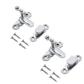 Sisi UK Showcase Type Catch Polished Chrome 40mm Door Turn Catches Cupboard Cabinet Wardrobe Door Catch Lock Gate Hinge for Door with Fixing Screws Pack of 2