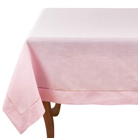 Fennco Styles Classic Hemstitched Border Solid Color Tablecloth 72" W x 72" L - Pink Square Table Cover for Dining Table, Banquets, Holidays, Weddings Décor, Special Events and Everyday Use
