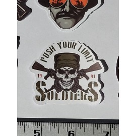 Lot of 8 PUSH YOUR LIMIT SOLDIERS SKULL FORCE SQUAD VETERANS Stickers  L84