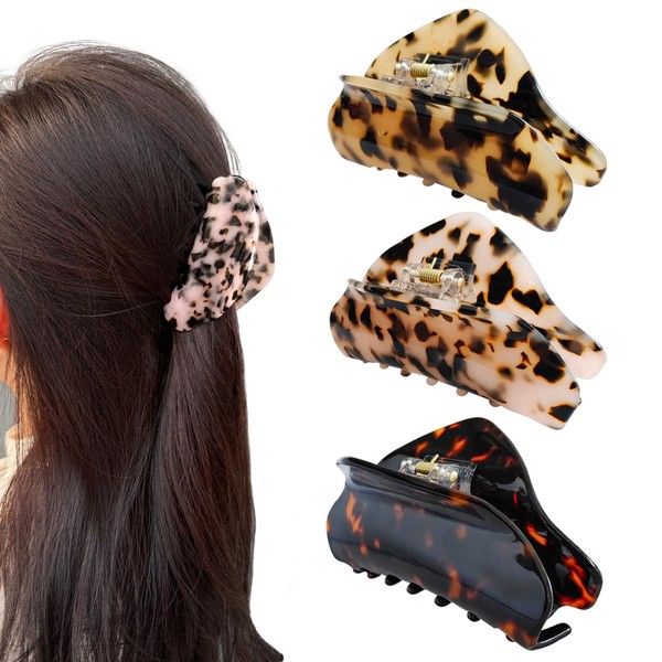 Medium Hair Claw Clips for Women Tortoise Shell Nonslip Leopard