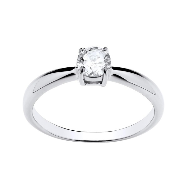 925 Sterling Silver 0.50ct CZ Solitaire Engagement Ring size J