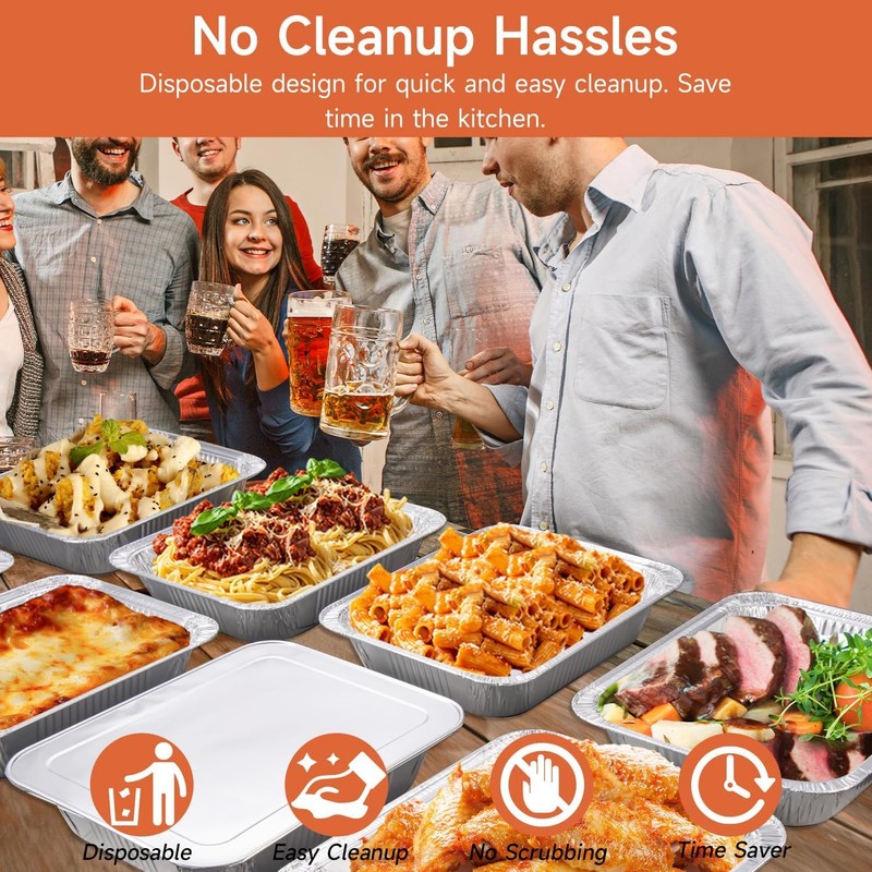 Apprise Deals 10 Large Aluminium Foil Trays Deep (32x26x7 cm)