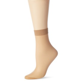 Nur Die Pack of 2 20 Denier Transparent Nylon Fine Socks Matte Wide Comfort Waistband Women, almond