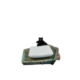 Pine Ridge Bear Soap Dish - Black Bear Outhouse Soap Holder, Rustic Cabin Bathroom Accessories