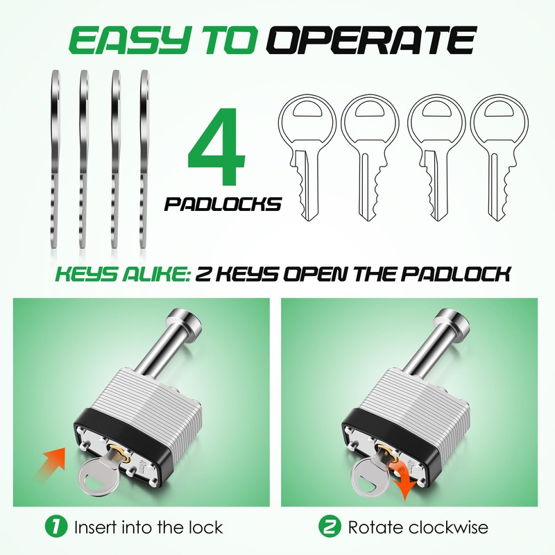Feekoon 2 Pack Gate Operator Security Pin Lock, Black