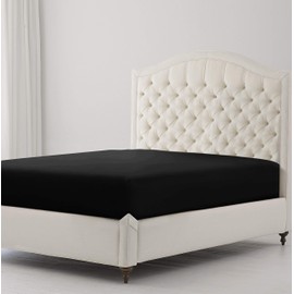 Sunshine Comforts Egyptian Cotton 4FT Fitted Sheets Breathable, Anti Wrinkle 30cm Deep Pocket 200 Thread Count Black Bedding & Linen 122 X 190 CM Small Double Fitted Sheet 3/4 Bed Sheets Fitted