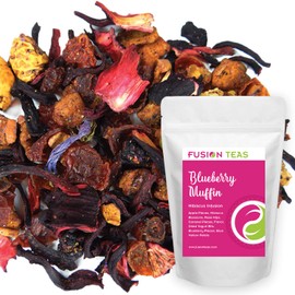 Blueberry Muffin Hibiscus Herbal Fruit Tea - Caffeine Free Loose Leaf Bulk Herbs and Fruit - 5 Oz Pouch