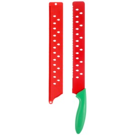 DOITOOL Watermelon Knife with Sleeve, Long Serrated Watermelon Knife Kitchen Fruit Melon Cutter Slicer for Home Summer Party Fruit Serving (Red Green)