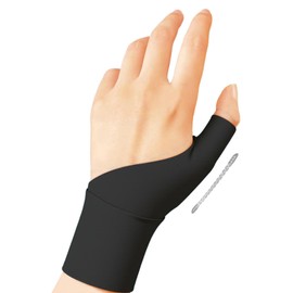 手首・親指 サポーター 【理学療法士監修】親指付け根サポーター 簡単に装着でき 腱鞘炎予防 内蔵スプリング 手首 サポーター 薄手 固定感が良く 肌にやさしい ＆通気構造 仕事 家事 育児 スポーツ スマホ/パソコン操作 男女兼用 ブラック左手 S 親指囲サイズ
