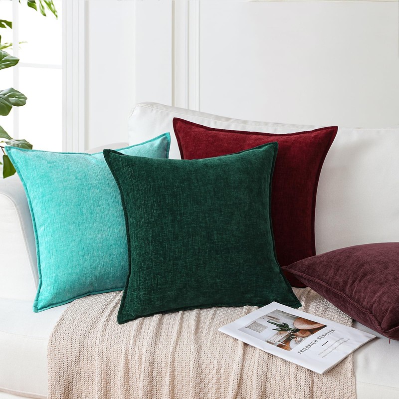 Sungeek Set of 2 Soft Chenille Cushion Covers 45x45cm Square
