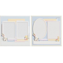 Handmade Premade Cardstock 12x12 Layouts Scrapbook set Of 2 Easter Printed