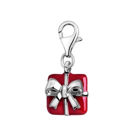 Quiges Silver-Plated Winter Spirit Motif Charm Pendant with Lobster Clasp for Bracelets, enamel