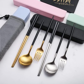cesa beams Cutlery Set, Bento Office Lunch Set, For Adults, Work, School, Students, Tableware, Portable, Compact, Cutlery, Outdoors, Camping, Fishing, Travel, Climbing, Spoon, Fork, Chopsticks,