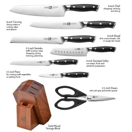 Klaus Meyer Stahl High Carbon Exclusive German Steel 8 Piece Knife Block Set (Black)