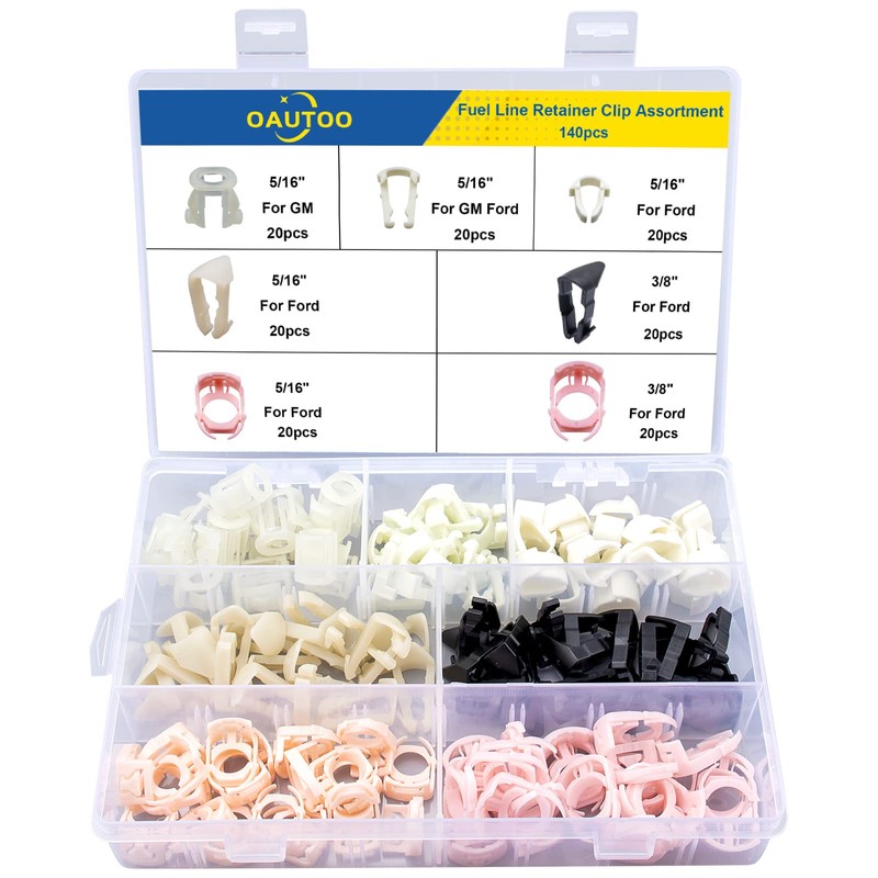 OAUTOO 140pcs Fuel Line Retainer Clip Assortment for Ford GM