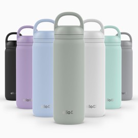 Ello Cooper Twist 22oz Stainless Steel Water Bottle with Chug Lid | Leak Proof Double Walled and Vacuum Insulated | Fits Car Cupholder | Built in Carry Loop | Dishwasher Safe | Sage