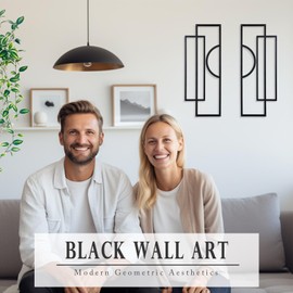 TYLCC Black Wall Decor Metal Wall Art Decor Minimalist Abstract Wall Art Wrought Iron Hanging for Bedroom Living Room Wall Decor - 2 Pcs (Simple-3)