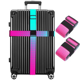 XioioiX Luggage Straps for Suitcases TSA Approved Easy Pack Organized Suitcase Strap, Luggage Strap, Luggage Belt Strap, Bag Straps for Luggage. Buckle Straps Travel Accessories (Gradient Dot)
