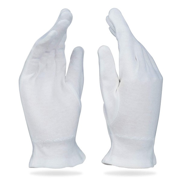 Care Wear White Cotton Gloves for Dry Hands - Overnight Eczema Moisturizing Lotion Treatment - 20 Large Jersey Glove Liners