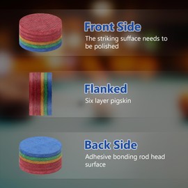 1 Piece Rainbow Billiards Tip 14mm Pool Cue Tip Pigskin Playing Tip Pool Stick Tips Billiard Set Accessories 6 Layers of Pigskin M Hardness Professional Elasticity Billiards Accessories, Rainbow