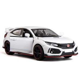 RMZ City Compatible for 1:32 Diecasting Alloy Civic Car Model Toy Car，Pull Back Alloy Car with Lights and Sound, Open Door for Kids Gift, Children Birthday Gift White