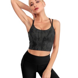 Cerburny Workout Tops for Women Padded Tiedye Sports Bra Crop Top Running Camisole Yoga Tank Top with Built in Bra Activewear Tops Fitness Gym Running Exercise