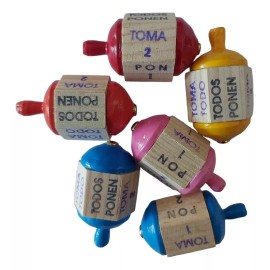 Singex Set 5 Pirinolas Juego De Mesa Artesanal Madera Niños Fiestas