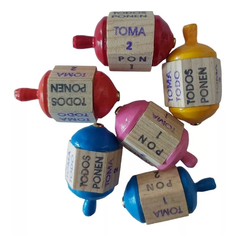 Singex Set 5 Pirinolas Juego De Mesa Artesanal Madera Niños