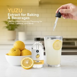 Dolce Flav Natural Yuzu Flavoring – Bright, Citrusy Japanese Lemon-Grapefruit Taste | 2 oz Extract for Baking, Beverages & Desserts | Graduated Dropper Included | Water-Soluble & Kosher | Made in USA